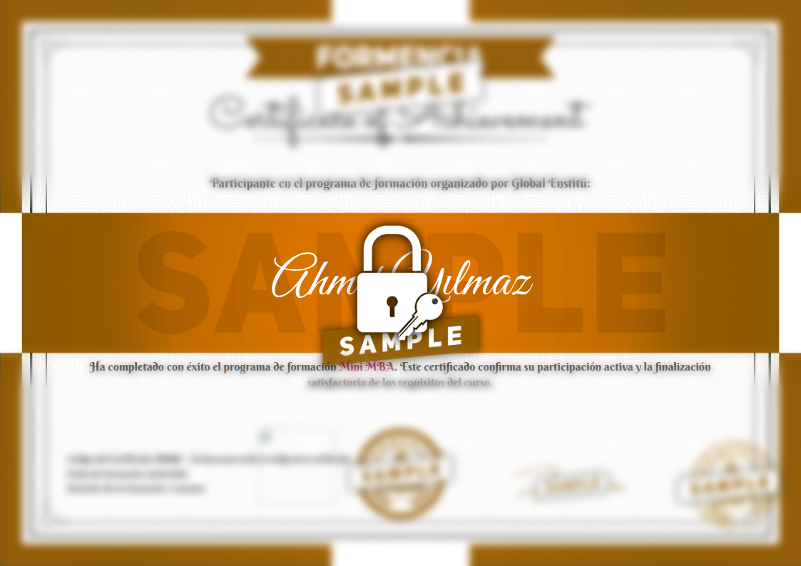 Certificado Mini MBA de Muestra
