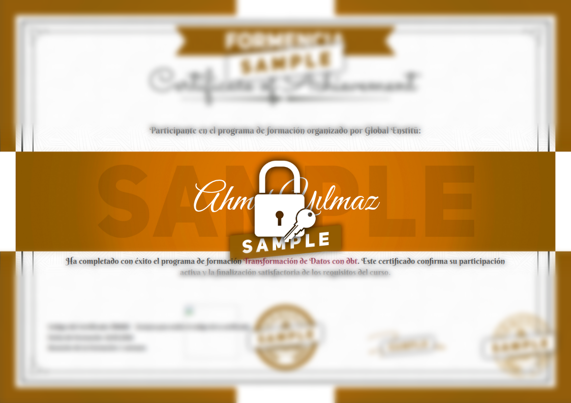 Certificado Transformación de Datos con dbt de Muestra